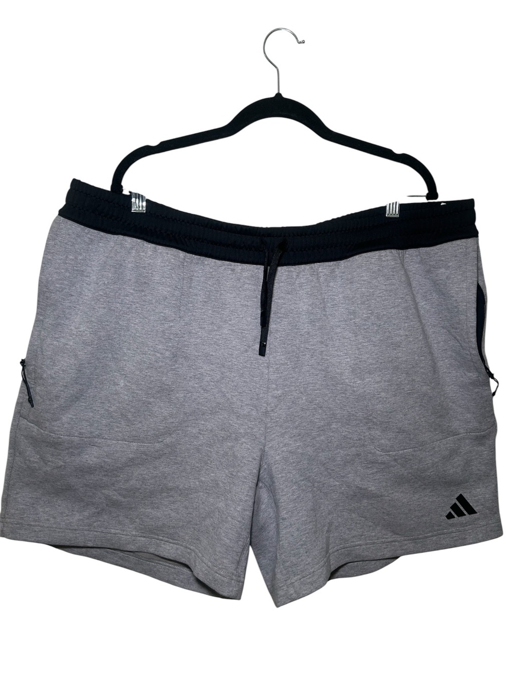 Adidas Men’s Gray Athletic Shorts Black‎ Waistband 2XL Comfort Lounge Relaxed